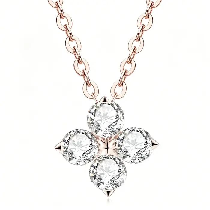 Collier pendentif trèfle à quatre feuilles en argent sterling 925, coupe poire, moissanite D VVS1, b