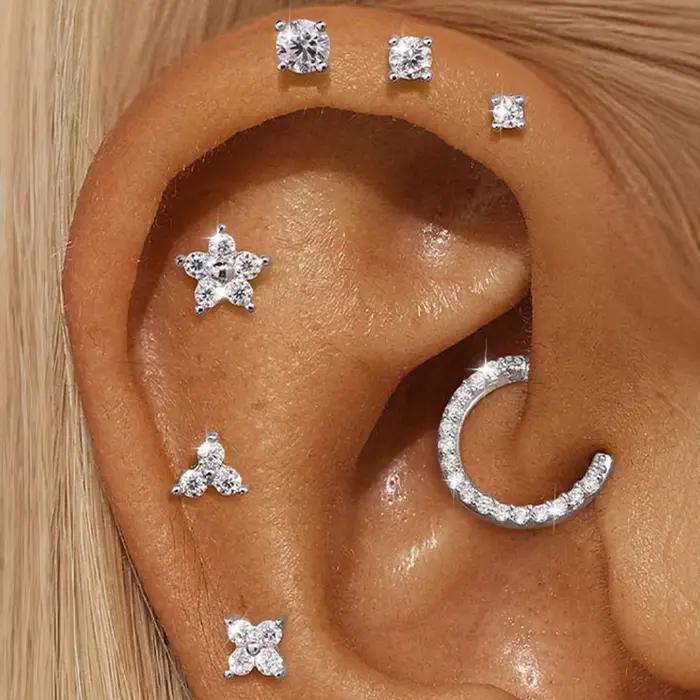 Aide Mini 2/3/4mm Moissanite boucle d'oreille pour les femmes 925 en argent Sterling