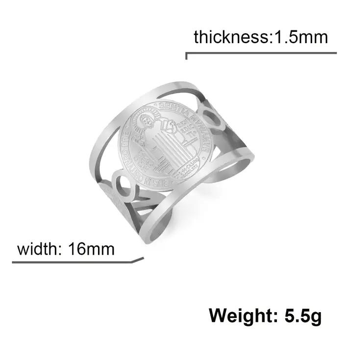 Skyrim Saint benoît de Nursia bague en acier inoxydable couleur or bague saint chrétien bijoux relig