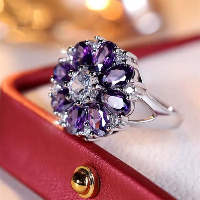 Bague en argent pour femme sertie de zircon avec 255 déclinaisons de couleurs pour bijoux de luxe élégants et personnalisés