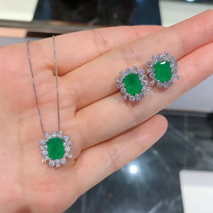 Ensemble de bijoux émeraude pour femmes collier et boucles d'oreilles de mariage et occasions spéciales