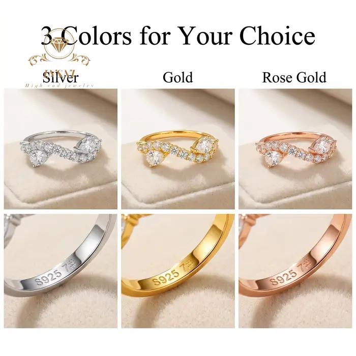 Bague en argent sterling 925 avec moissanite en forme de goutte d'eau pour femmes romantiques et élégantes occasions spéciales et quotidien