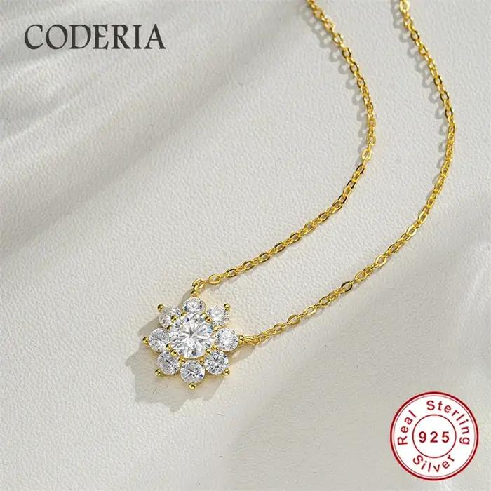Pendentif tournesol classique 1 Carat D couleur VVS1 3EX diamant Moissanite argent S925 collier 14K plaqué or chaîne femmes bijoux