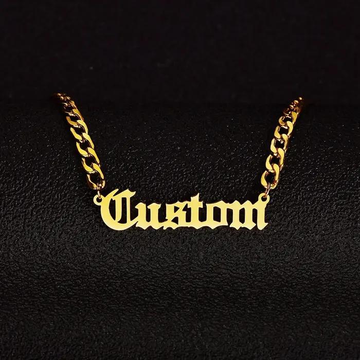Collier personnalisé avec nom gravé en or et acier inoxydable pour homme et femme, cadeau personnalisé pour anniversaire, quotidien, soirée, engagement, anniversaire et mariage