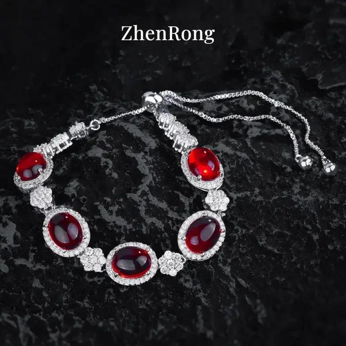 Nouvel ensemble luxueux de bijoux en rubis et zircon AAAA