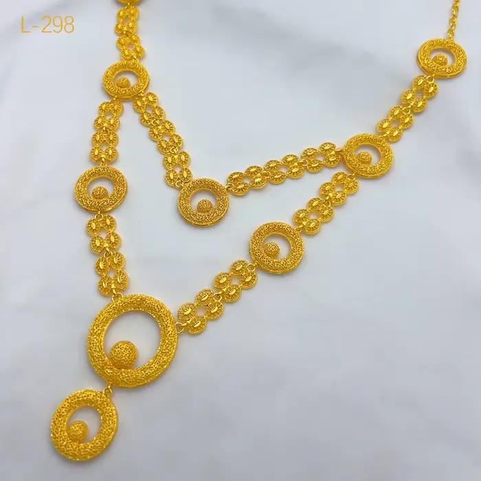 ANIID Dubai 24K couleur or ensembles de bijoux de mariage collier africain boucles d'oreilles pour les femmes nigérian indien mariée 2 pièces ensemble cadeaux de fête