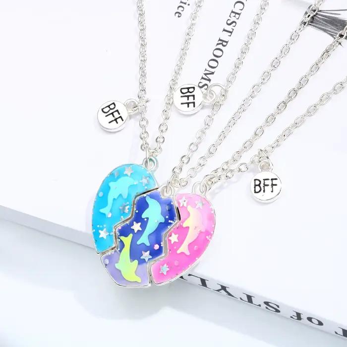 Ensemble collier à aspiration magnétique en métal forme cœur style y2k bijou amitié pour femmes et hommes occasions spéciales