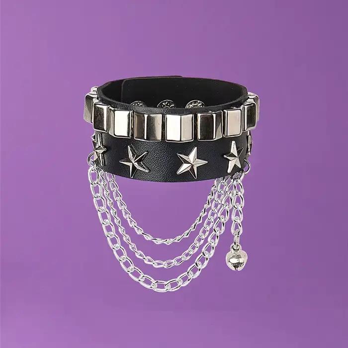 Bracelet Punk en cuir PU pour femmes et hommes