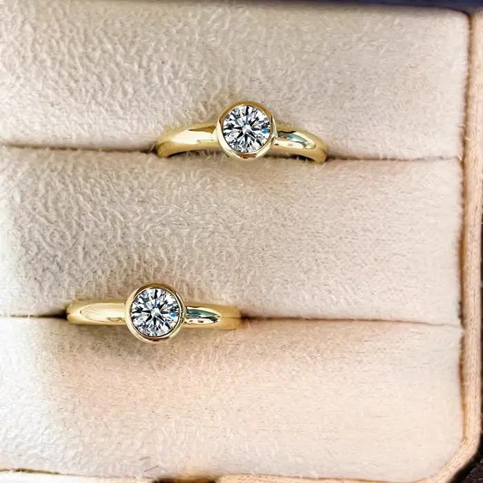 Bague en diamant véritable or 14 carats pour femmes