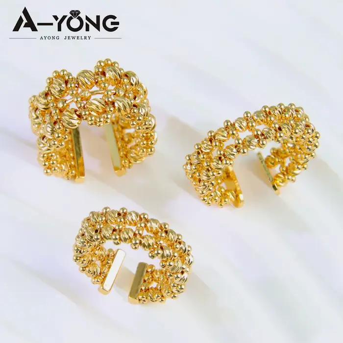 Bagues de perles réglables en or 24 carats, mode arabe, bague de mariage de mariée nigériane, dubaï, femmes musulmanes, bijoux Vintage arabesque