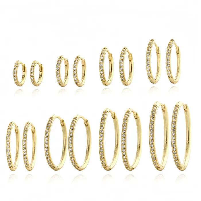 Boucles d'oreilles géométriques tendance en argent sterling 925 avec zircon empilables pour femmes occasions spéciales