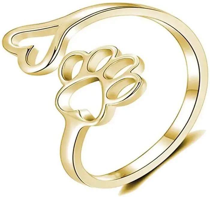 Bague en acier inoxydable et titane, design animal de compagnie, plaqué or 18 carats, pour homme et femme, idéal pour fêtes et occasions spéciales