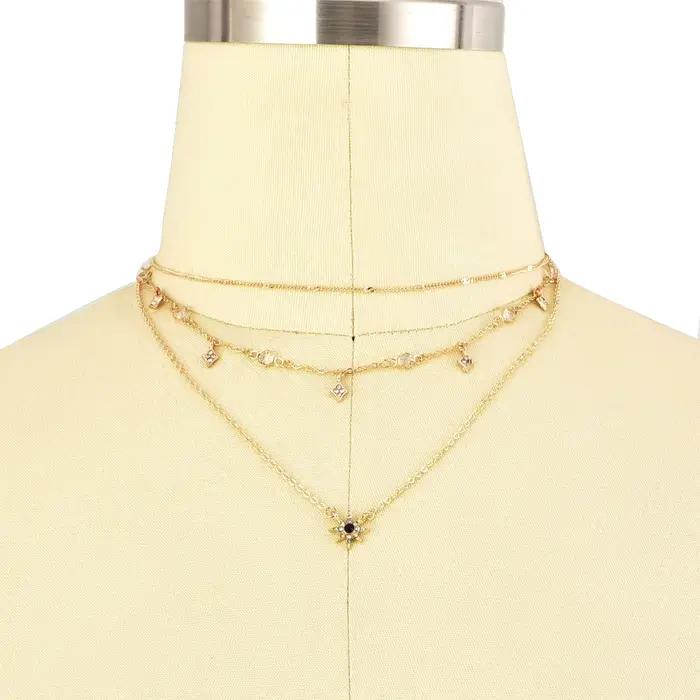 Bls-miracle Boho cristal pendentif collier mode multicouche étoile colliers déclaration pont chaîne pour femmes bijoux cadeau NX-53