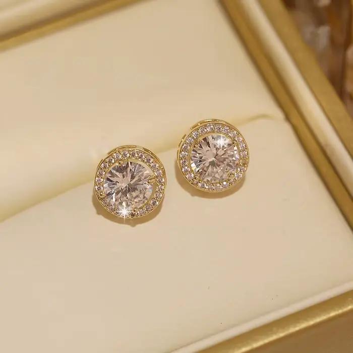 Boucles d'oreilles de luxe en zircone cubique or jaune pour femmes occasions spéciales vintage elegance discothèque soirée mariage