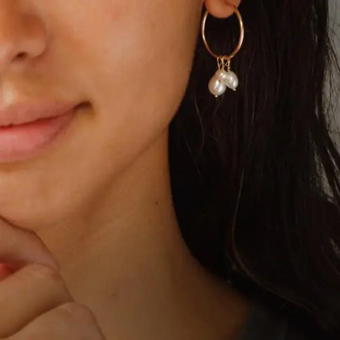 Boucles d'Oreilles en Perles d'Eau Douce Élégantes et Mode pour Femmes Occasions Spéciales Bureau École Fêtes