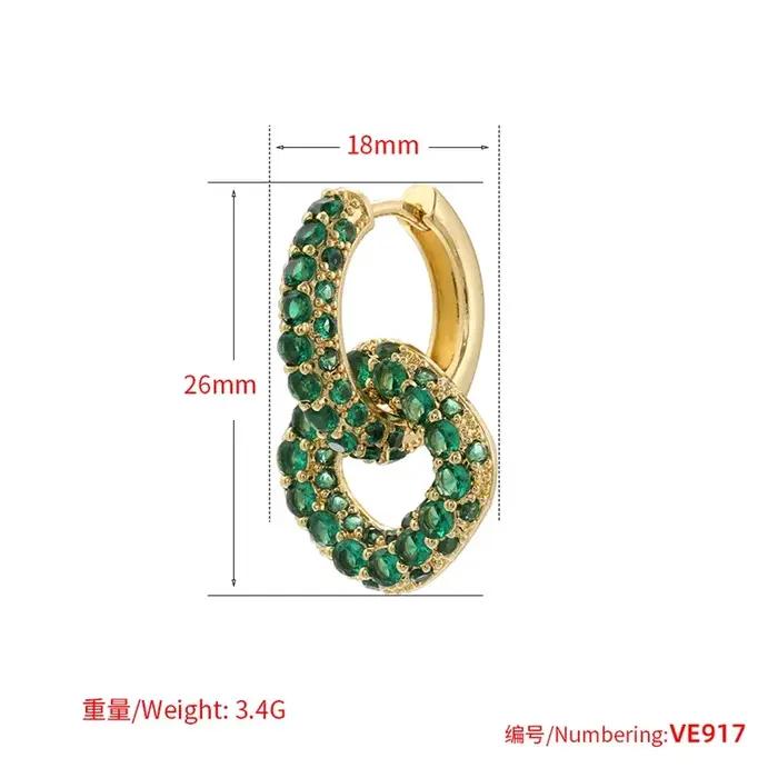Boucles d'oreilles créoles petites pour femmes avec breloques carrées et zircone cubique – Bijoux fantaisie colorés en gros : VE917
