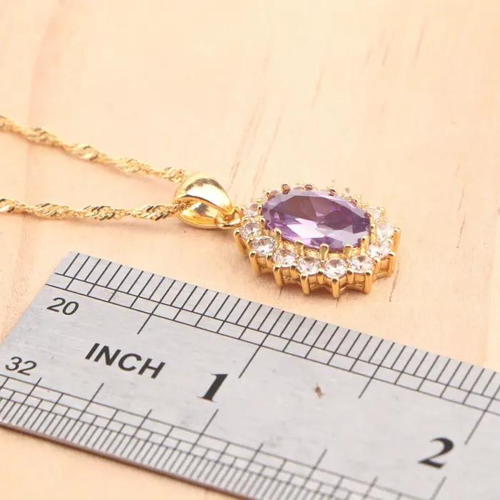 Ensemble de bijoux de mariée en argent Sterling 925, couleur or, pierres de Zircon bleues, boucles d'oreilles, bagues, pendentif, collier