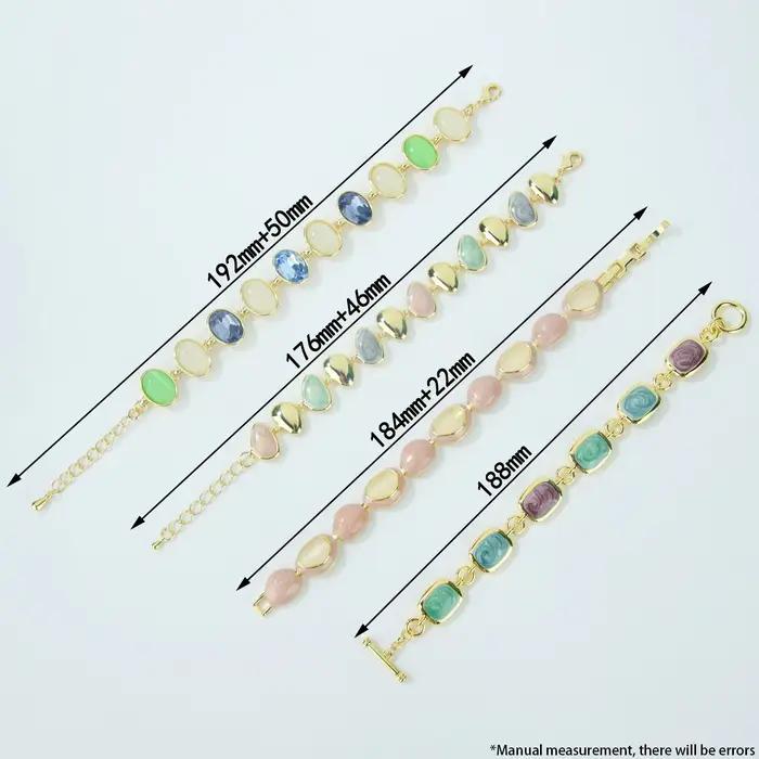 Bracelet en cristal et or 14 carats avec motifs résine colorés bohèmes pour femmes occasions spéciales soirée gala Saint Valentin