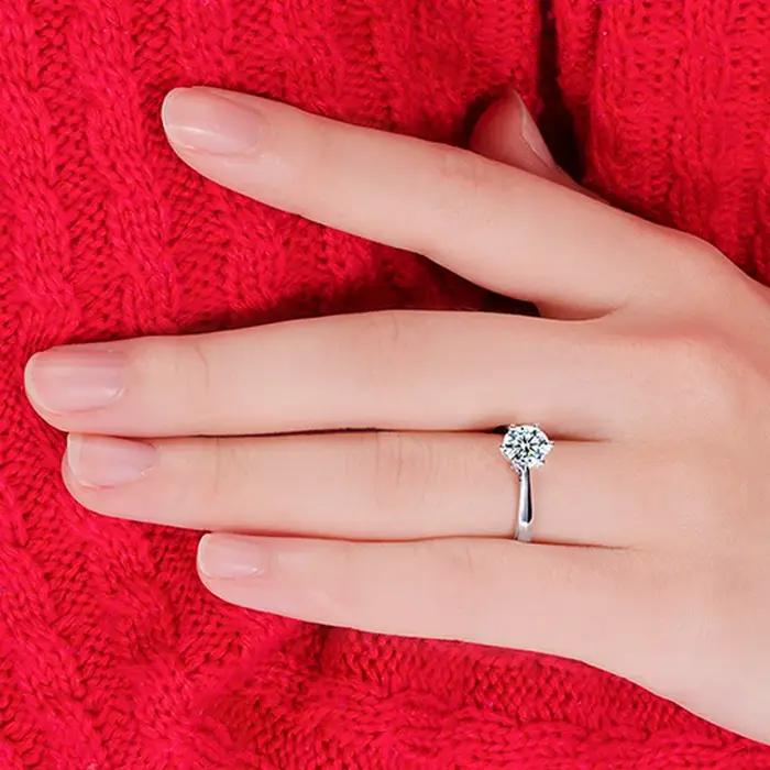 Bagues de mariage rondes en argent regardé 925 pour femmes et filles