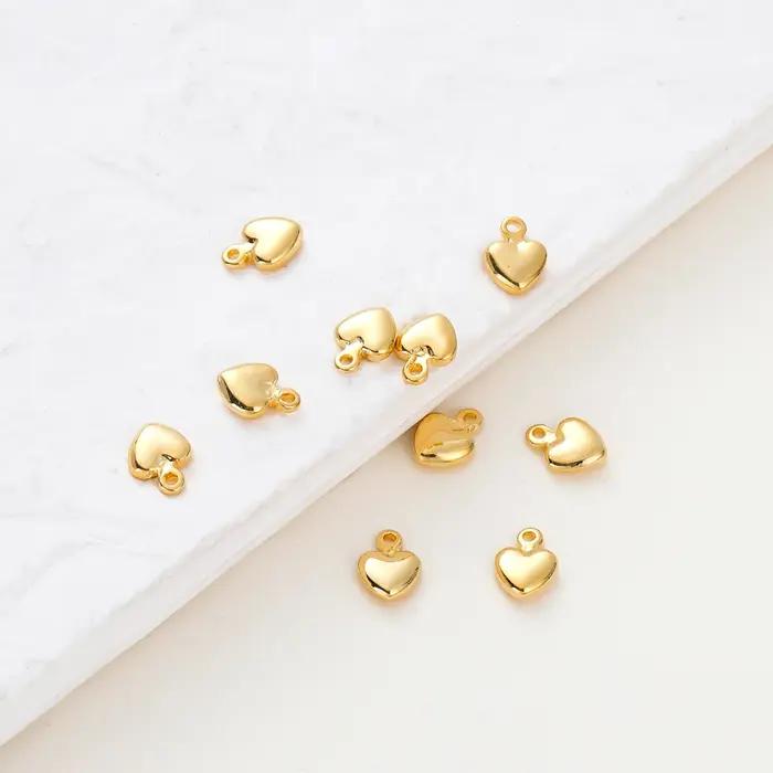 Pendentifs en laiton en forme de cœur plaqué or 14K/18K
