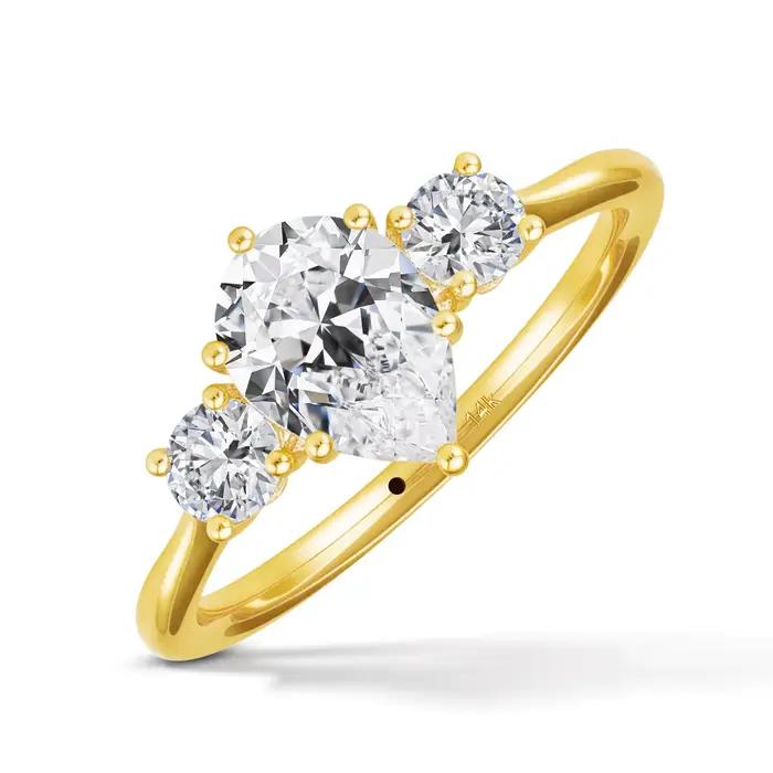 Bague en or 14 carats sertie de moissonite brillante pour femmes occasions spéciales mariage fiançailles anniversaires fêtes de fin d'année