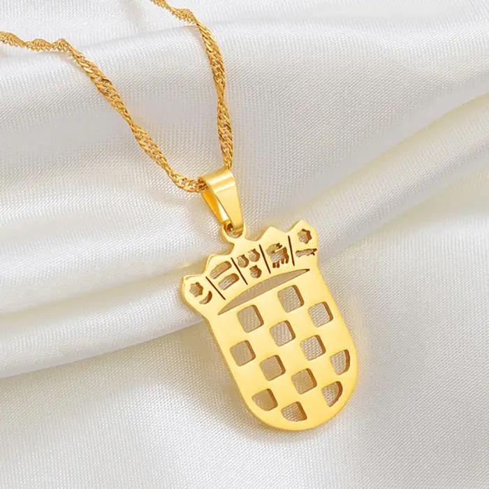 Colliers avec pendentif drapeau de Croatie Anniyo pour femmes, bijoux croates # 262021