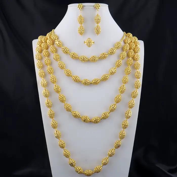 Ensemble collier et boucles d'oreilles de luxe pour femmes, cadeau de fête de mariage, bijoux élégants, accessoires pour femmes