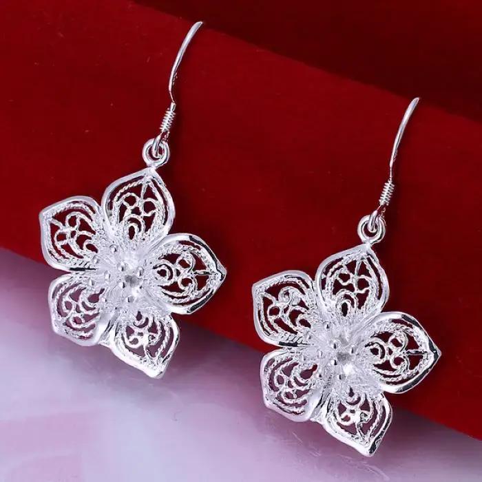 Boucles d'oreilles en argent Sterling 925, fleur élégante pour femmes, mignonnes, populaires, belles