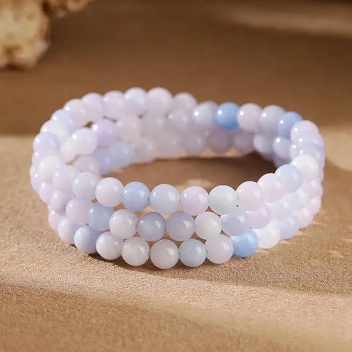 JD – Bracelet multicouche en pierre naturelle aigue-marine et Jade pour femmes