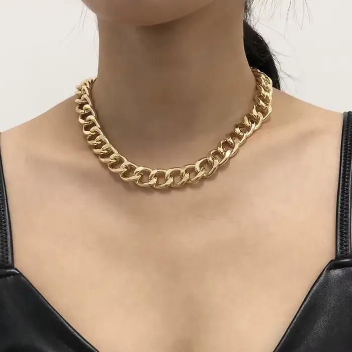 Grand Collier Torsadé Plaqué Or et Argent pour Femme, Ras du Cou avec Serrure Optique Épaisse, Colliers de JOraq, Bijoux de ix, Cadeaux, 2021