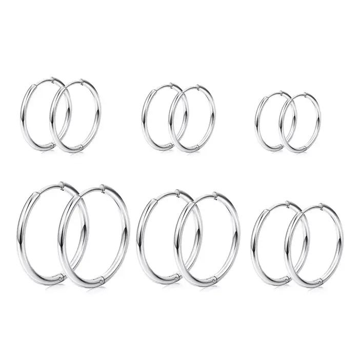 6 paires 6 tailles 18G petites boucles d'oreilles cerceau minuscule Cartilage Helix Daith Tragus Huggie boucles d'oreilles oreille Piercing bijoux dormeur oreille cerceaux