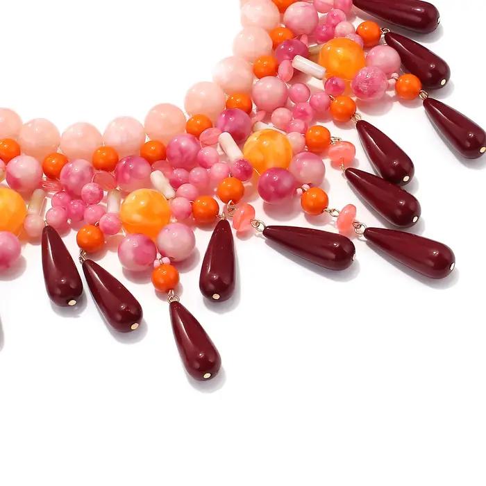 Collier ras du cou coloré en résine perlée pour femmes style bohème tracker de fitness et d'humeur occasions spéciales perles géométriques alliage de zinc
