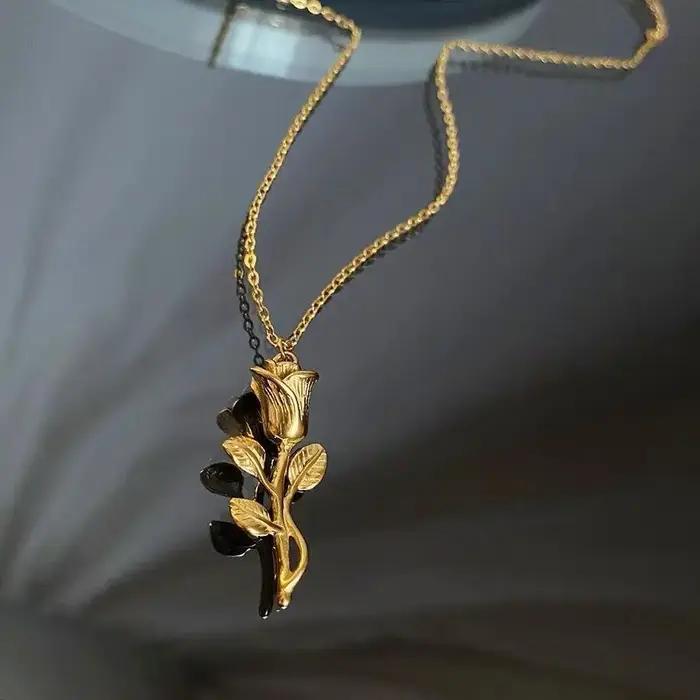 Nouveau collier de fleur de tulipe titane acier mode tendance