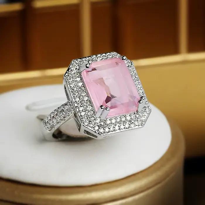 Bague Paraiba en Zircon rose bleu vert pour femmes bijou de fête haute qualité bague de fiançailles cadeau d'anniversaire pour femmes occasions spéciales