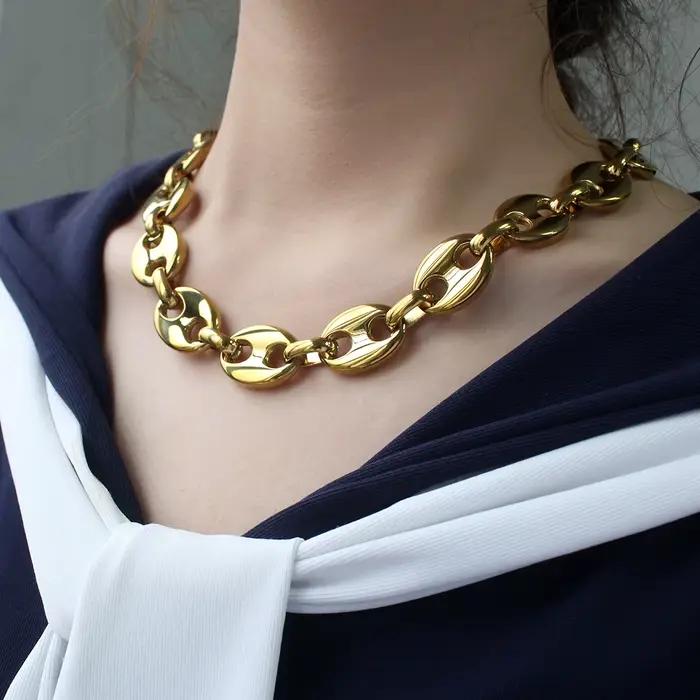 Nouveau collier chaîne à maillons en forme de grains de café plaqué or 18 carats acier inoxydable 316L bijoux de haute qualité cadeaux occasions spéciales homme femme