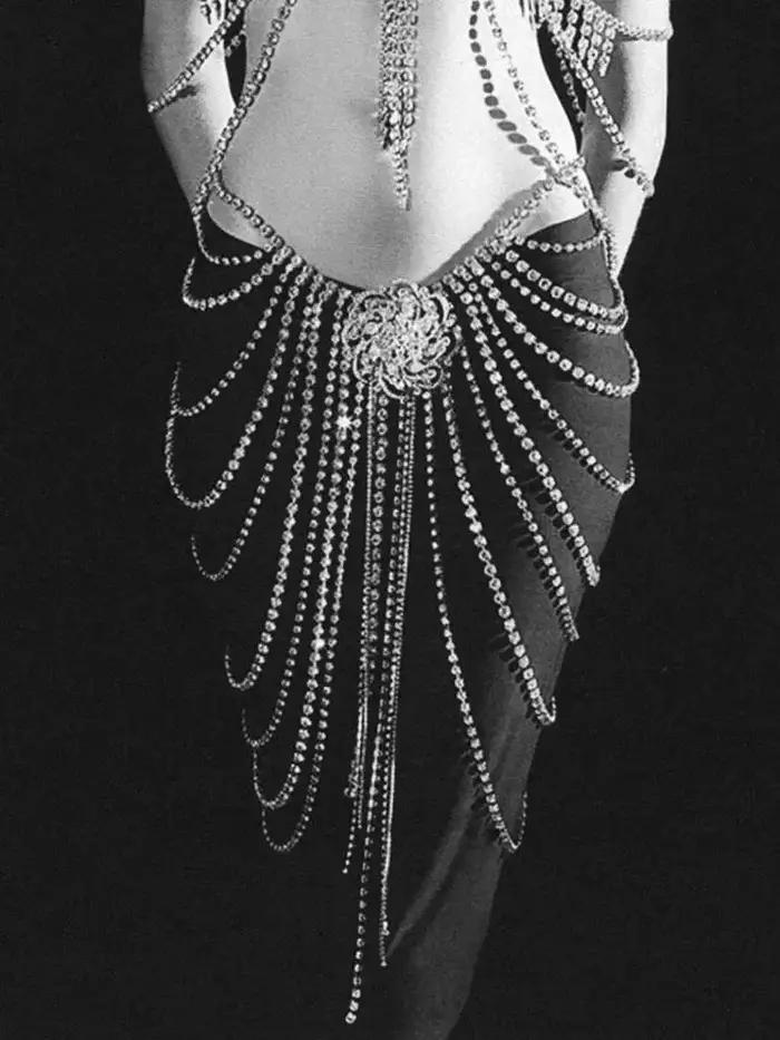 CUIER jupe longue corps chaîne bijoux pour femmes pour fête délicate fleur cristal