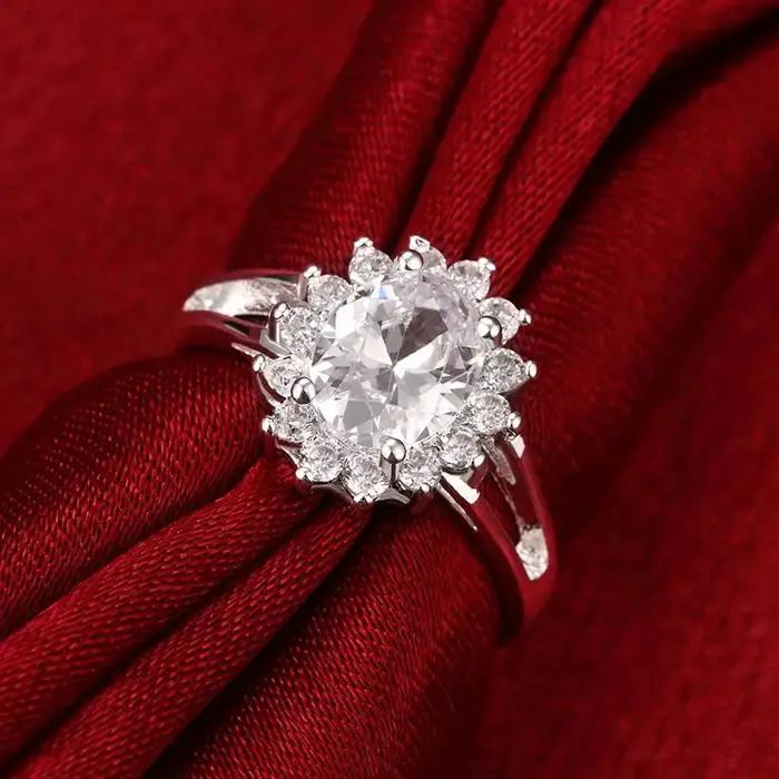 Marques populaires 925 en argent Sterling cristal fleur moissanite diamant anneaux pour les femmes mode cadeaux de fête de mariage bijoux