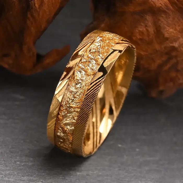 Bague Damas 8mm pour homme élégante plaquée or 18 carats alliances de mariage bijoux de mode occassions spéciales
