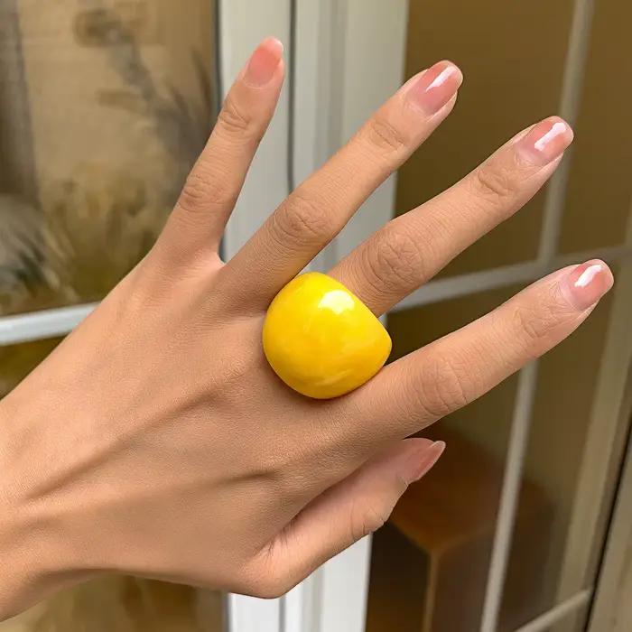 Grandes bagues Punk en résine pour femmes, Design acrylique irrégulier coloré Vintage, bijoux de fêt