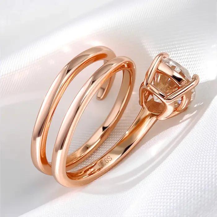 Smyoue 1CT-3CT certifié 14K plaqué Moissanite Solitaire bague femmes laboratoire de mariage diamant bande pur 925 argent 100% Shani Abergel