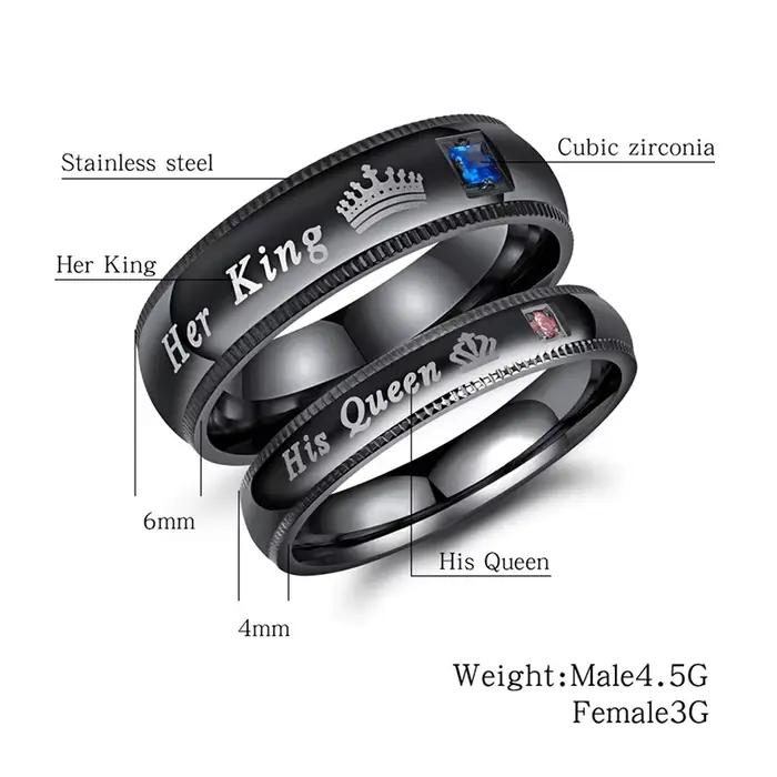 Bagues de couple romantiques en zircone cubique pour mariage, fiançailles et anniversaires, bijoux élégants pour hommes et femmes