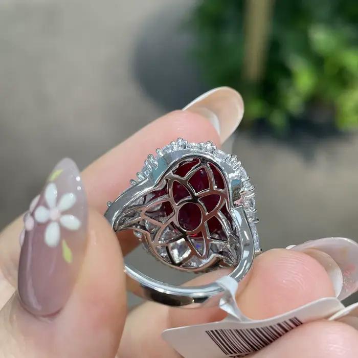 Wong Rain – bague vintage en argent sterling 100% 925, coupe ovale, saphir de laboratoire 12 CT, diamants à haute teneur en carbone, bijoux fins