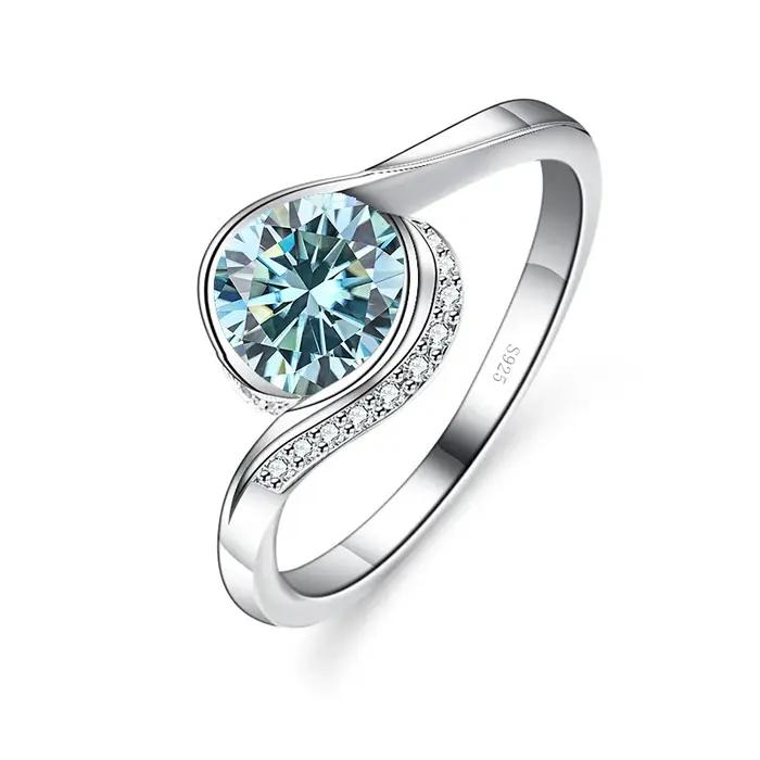 PomerceJelly-Bagues Moissanite en argent regardé 925 pour femmes