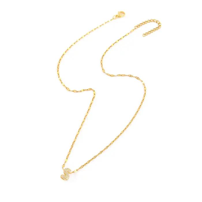 Collier avec initiale mignonne pour femmes et hommes, plaqué or, serti de zircon, collier à lettres en forme de bulle, bijoux d'anniversaire