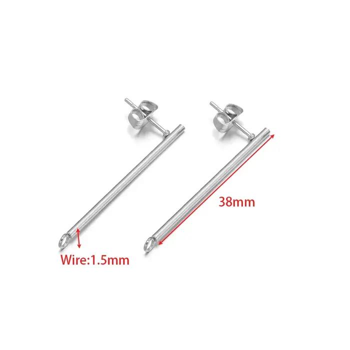 Clous de boucles d'oreilles en acier inoxydable or 18 carats, 10 pièces, broches de Base avec connec