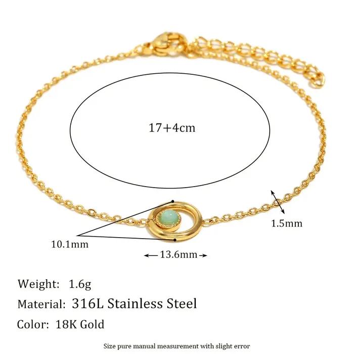 E.B.belle – Bracelet rond en pierre naturelle plaqué PVD, chaîne pour femmes et filles, en acier inoxydable, bijoux chics pour la vie quotidienne