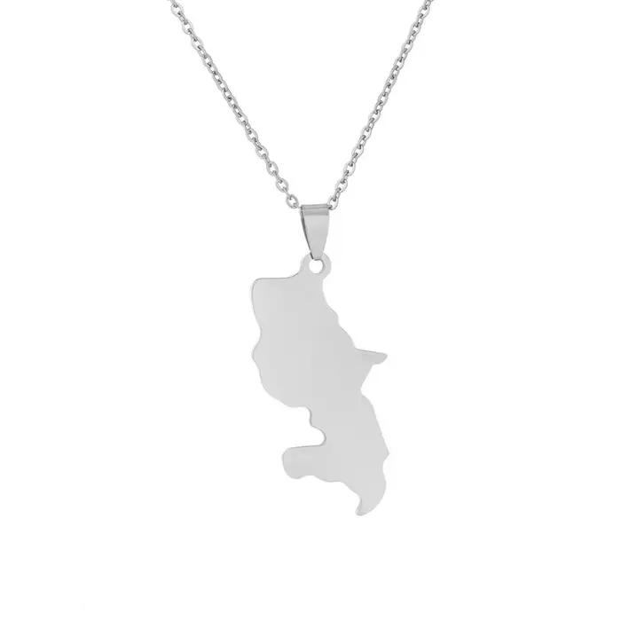 Collier pendentif carte de Martinique française, ras du cou à breloques, bijoux en acier inoxydable, cadeau pour femmes et hommes