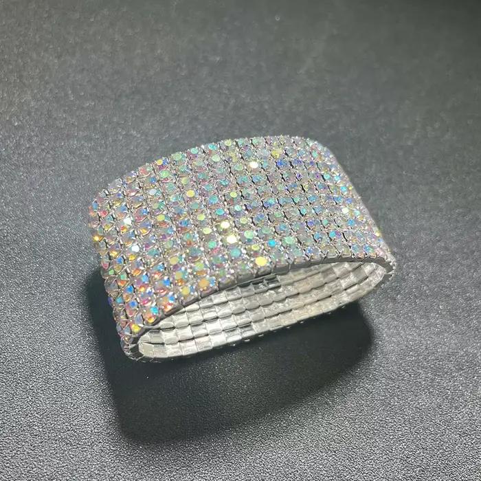 BLIJERY luxe AB cristal élastique Bracelets pour femme Bling glacé strass Bracelet
