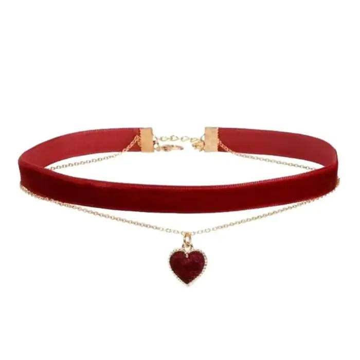 Collier ras du cou avec pendentif en forme de cœur pour femmes et filles, chaîne de clavicule, esthé