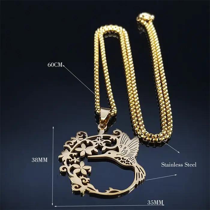 Collier de fleurs de colibri d'oiseau pour femmes et hommes